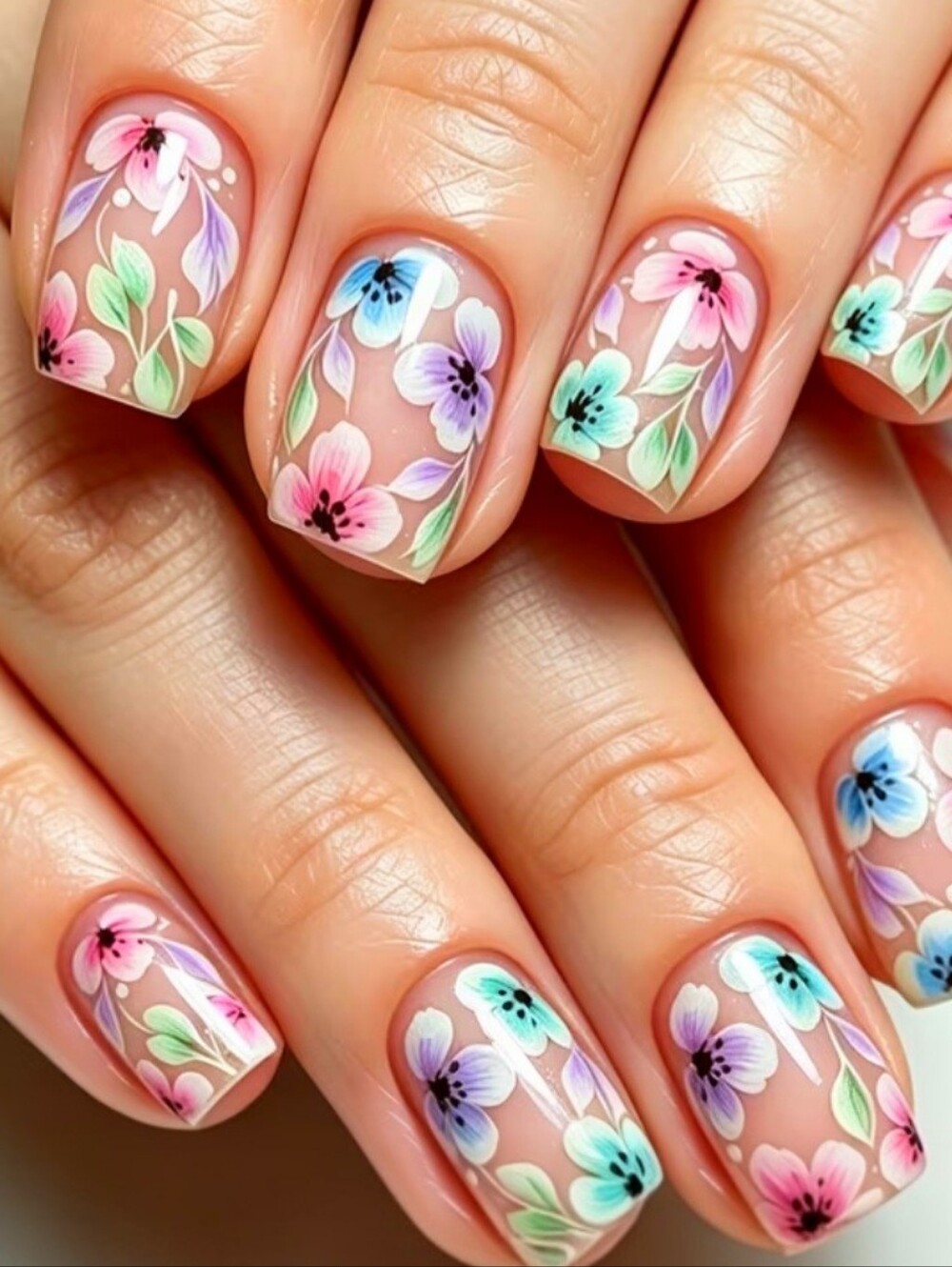 🫟 Press-on Floral Design Nails NIP